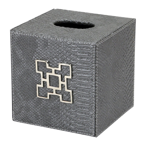 Grey Croc Square Tissue Box Geo