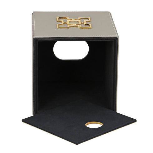 Grey Leather Square Tissue Box Geo