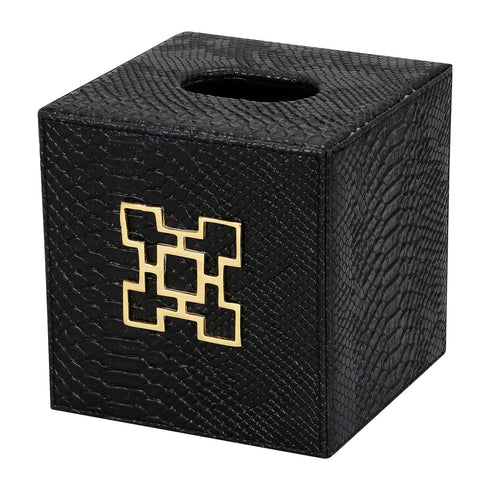 Black Croc Square Tissue Box Geo