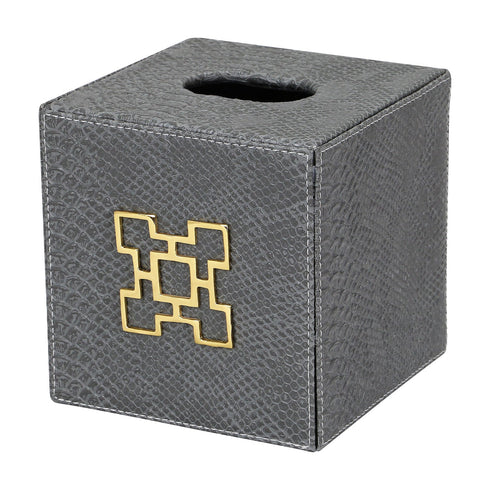 Grey Croc Square Tissue Box Geo