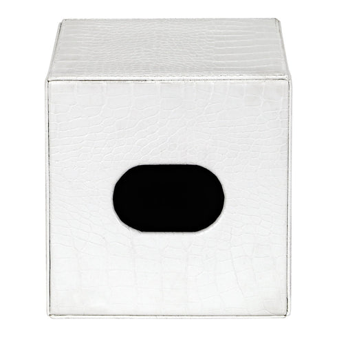 White Croc Square Tissue Box Geo