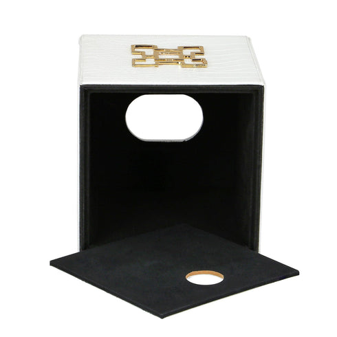 White Croc Square Tissue Box Geo