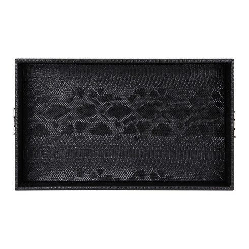 Black Croc Leather Tray Geo