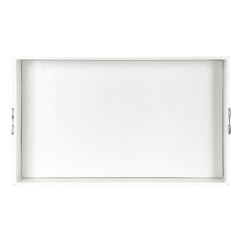 White Croc Leather Tray Geo
