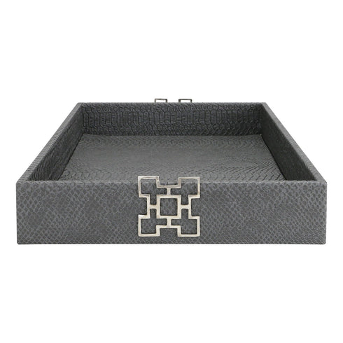 Grey Croc Leather Tray Geo