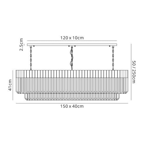 Kuna Pendant Rectangle 7 Light