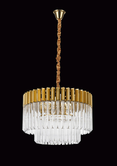 Kuna Brass/Smoke Pendant Round 8 Light 60cm
