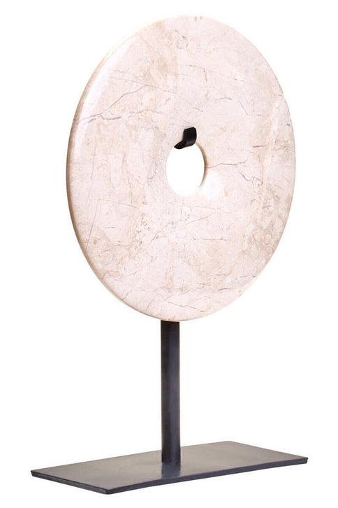 Zoro Cream & Black Marble Disc Sculpture