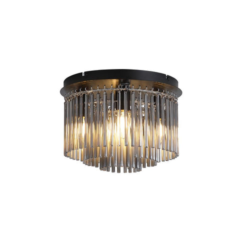 Swiss Flush Ceiling Light 5LT - Matt Black & Smoked