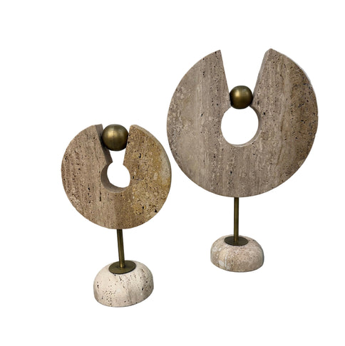 Travertine Circle Antique Brass Set