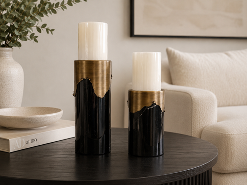 Sara Marble & Brass Vase Set