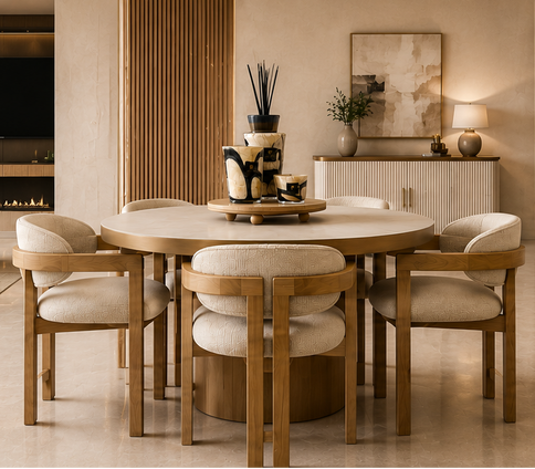 Cohen Round Dining Table & 4 Chairs Set