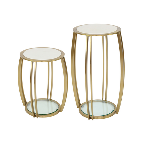 Scarlett Gold & White Marble Side Table