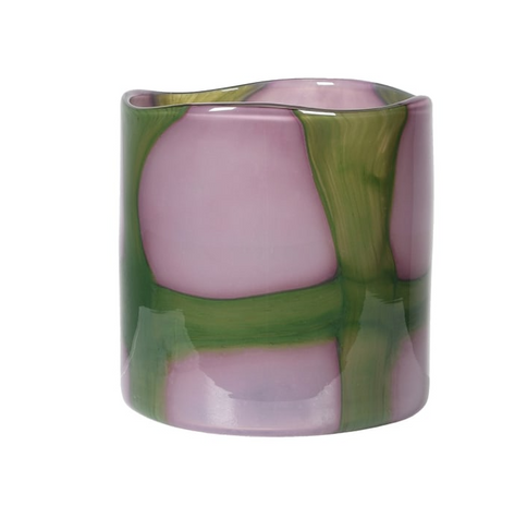 Pink & Green Check Wave Vase