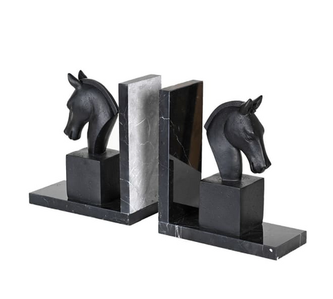 Marble Horse Bookends