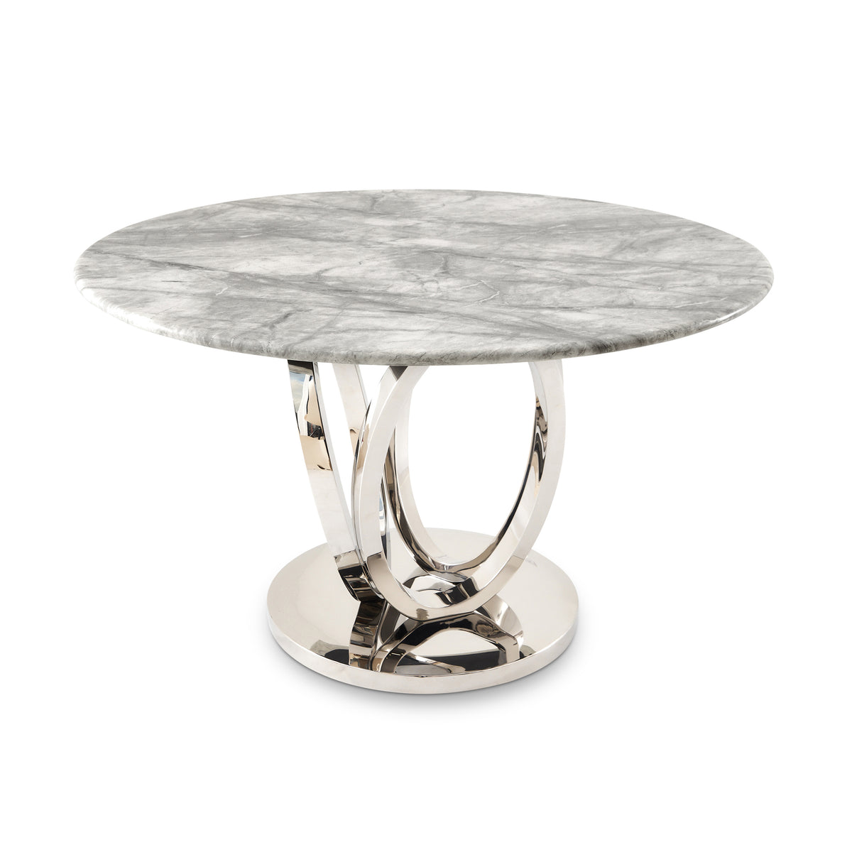 Zara 4 Seater Round Dining Table Silver - Grey Marble – My Home Rocks